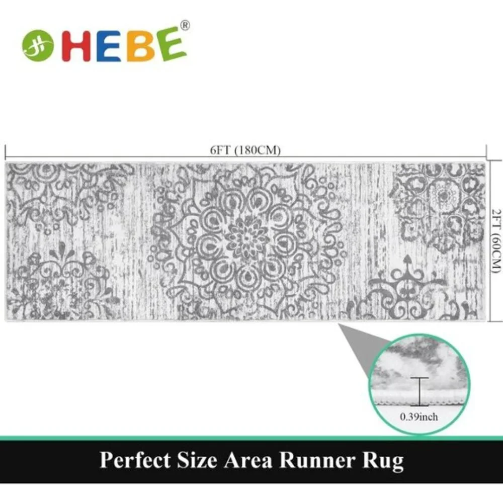 New 2x6 Washable Hallway Runner, Vintage Non-Slip Area Rug for Home & Entry